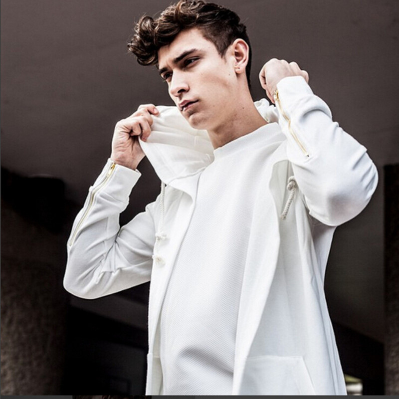 Wholesale-Cardigan Hoodies British Style Men Hoodies Hip Hop Streetwear Long Zipper Extended Sweatshirts Tyga Sportswear Clothing 100