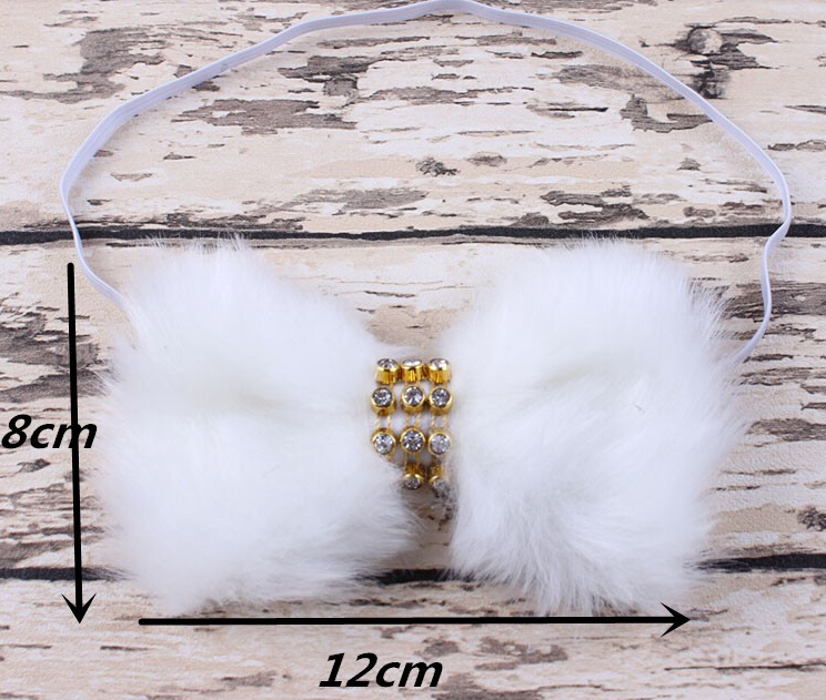 50pcs New Baby Rabbit Fur bow Headband for Infant Girl Hair Accessories Elegant FUR bows clip hair band Newborn Photography Prop YM6105
