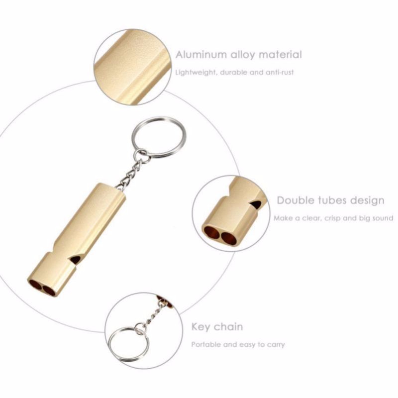 Aluminum Double-frequency Molle Emergency Survival Whistle Keychain for Camping Hiking Outdoor Sport Accessories Tools 5 pcs