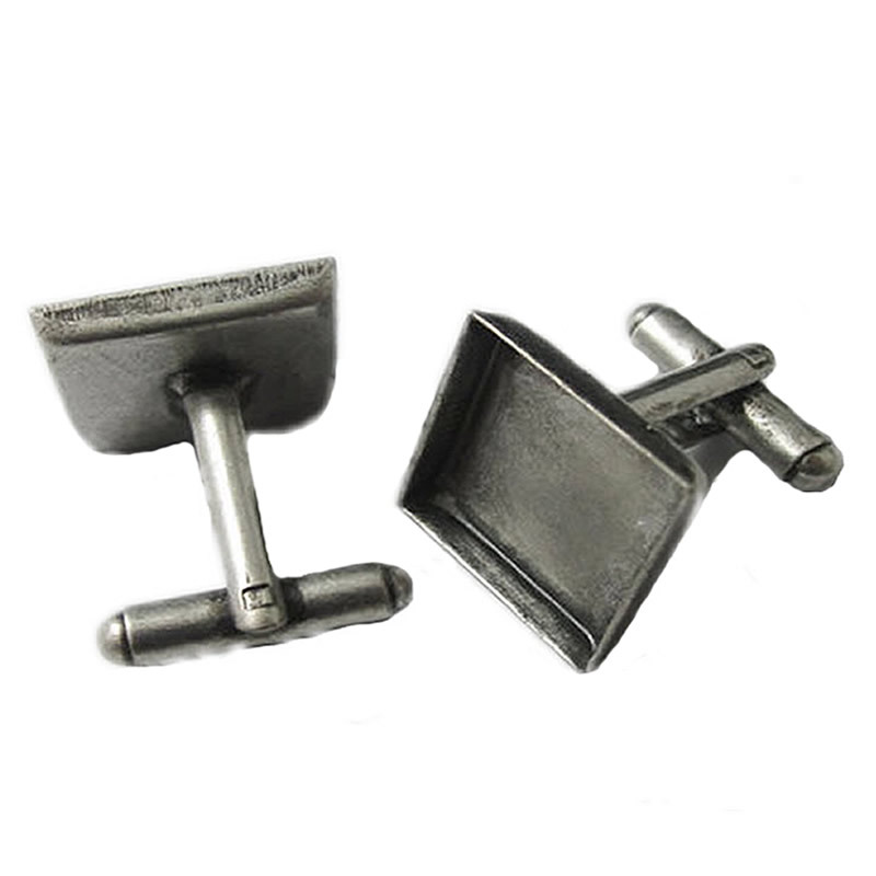 Beadsnice cufflink mounting cufflink component with square bezel trays brass cuff link blanks diy jewelry findings ID 32269