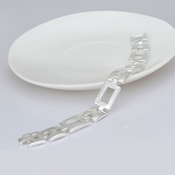 Hot sale gift 925 silver Hollow Wide Strap Bracelet-Men DFMCH343,Brand new fashion 925 sterling silver Chain link bracelets high grade