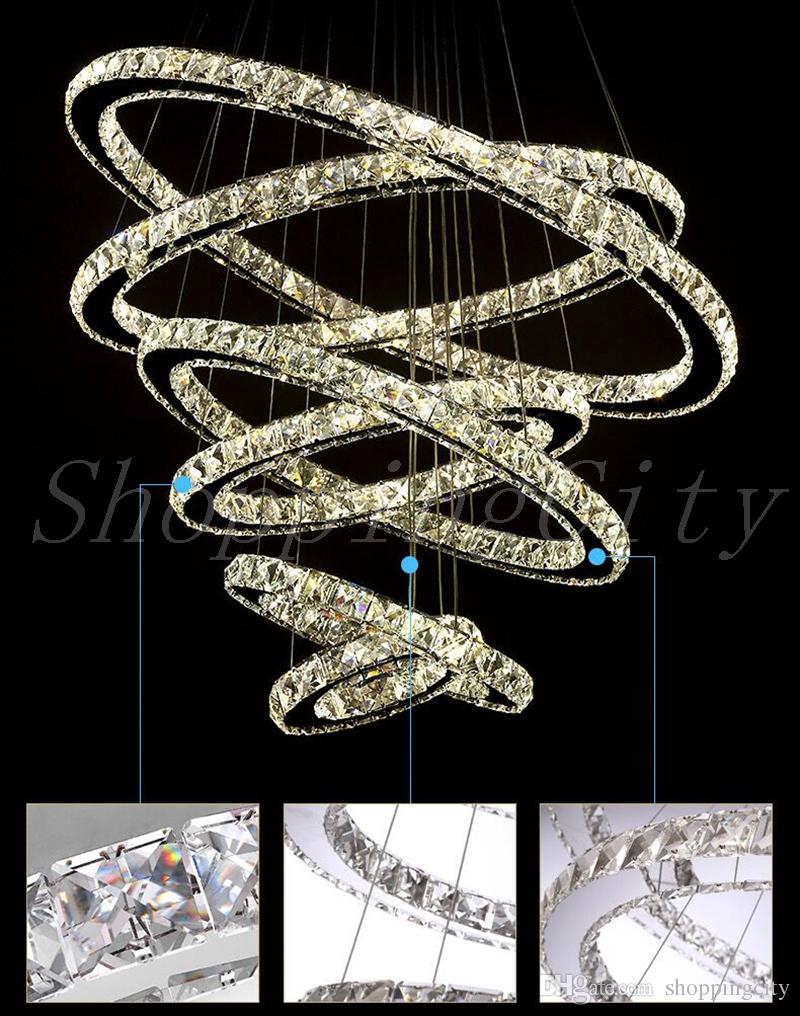 Modern LED Crystal Chandelier Ring Diamond K9 Pendant lamps lighting For Beach House Bedroom Lights Dining Room Lght