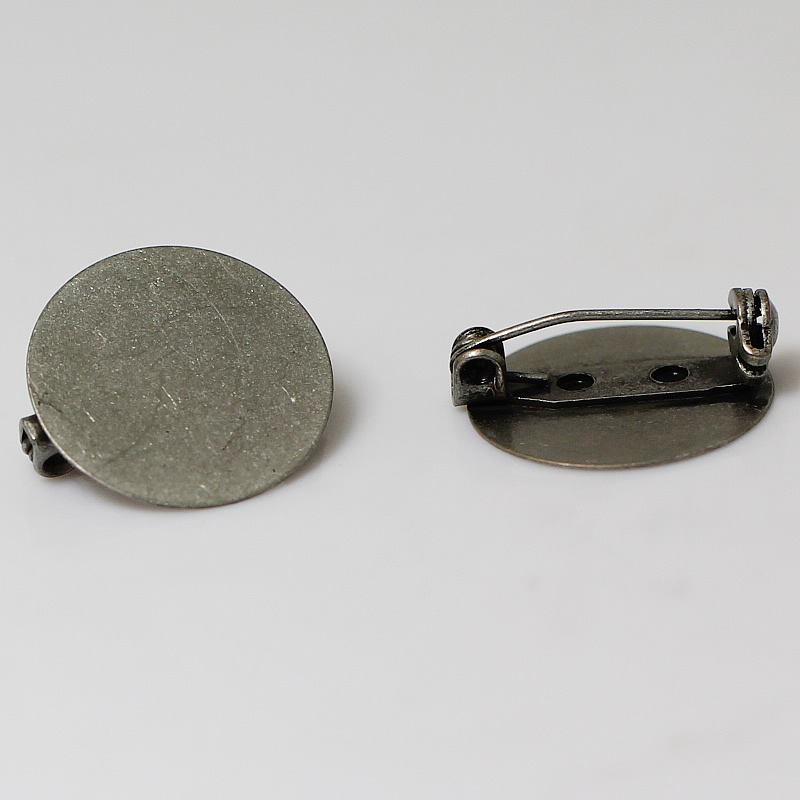 Beadsnice brooch findings 20mm pad brass round cameo cabochon base setting brooch back with safety pin ID 14698