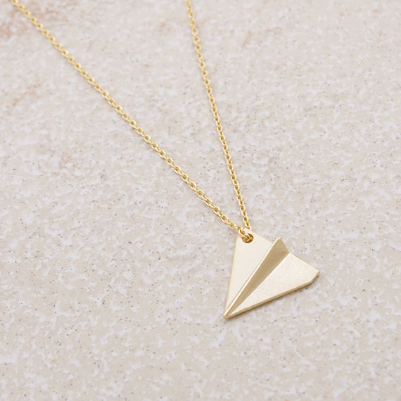 10PCS Gold Silver Origami Plane Necklace Paper Plane Necklace Tiny Aircraft Airplane Necklaces Jewelry for women