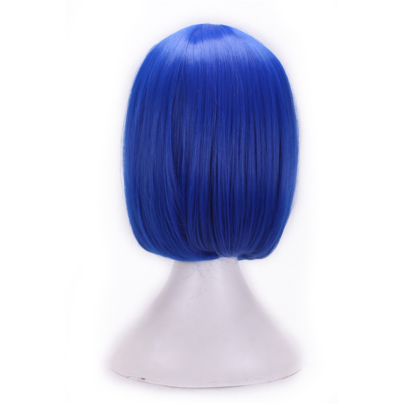 WoodFestival synthetic wigs for women heat resistant fiber wig bob cosplay dark blue hair bangs high quality