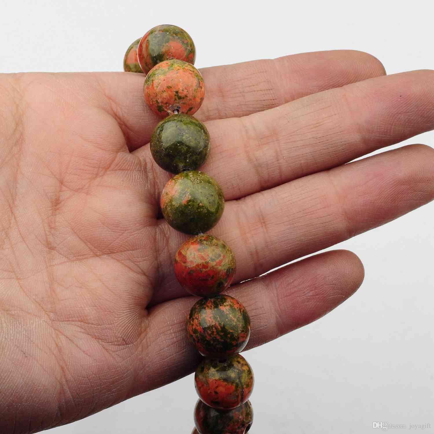 Natural Gemstone Unakite 14mm Round Beads for DIY Making Charm Jewelry Necklace Bracelet loose 28PCS Stone Beads For Wholesales