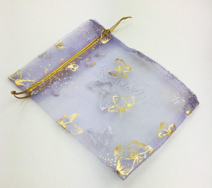 Organza purple butterfly gold gauze Favor Holders bag/gift gauze bag/first jewelry bag 100pcs/lot free shipping WQ25