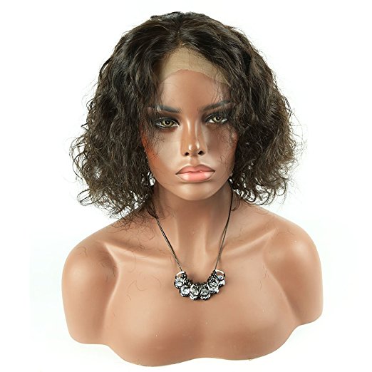 Afro Kinky Curly Short Bob Lace Front Human Hair Wigs For Black Women Brazilian remy Hairs 12inch Natural Color diva1