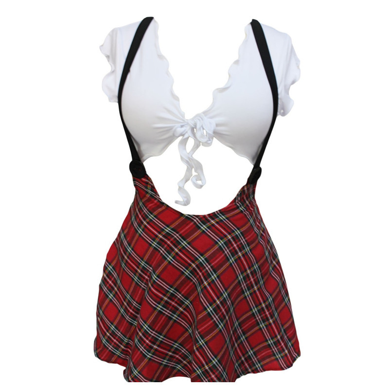 Wholesale-Hot sale 2016 Ladies Plaid costumess for role playing schoolgirl uniform Sexy Study Partner School girl adult costume LC8872
