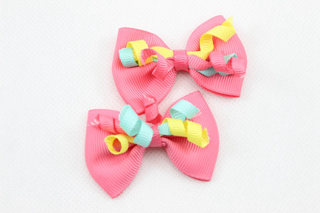 20pcs 2.5" Ribbon korker Hair Bow Clip Girl Hair Accessories Boutique Side Clip Cute Gymboree style Princess Hairpins for Kid HD3406