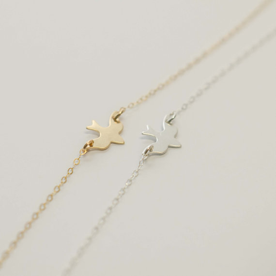 30PCS Gold Silver Tiny Soar Flying Bird Necklace Peace Dove Necklace Little Swallow Baby Bird Necklaces Abstract Necklaces