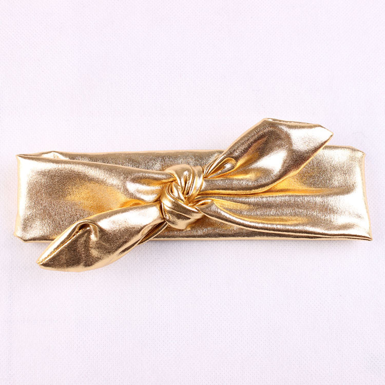 20pcs NEW child bronzing Turban Twist Headband Head Wrap Twisted Knot Baby Metallic Bunny Ears bow elastic headband Vintage FD6538