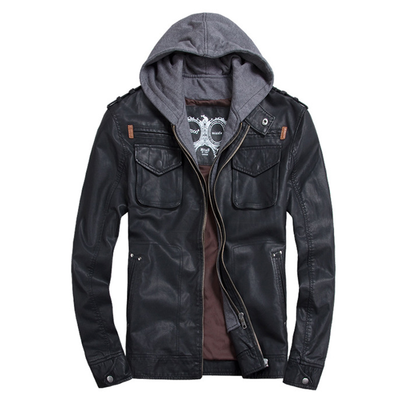 Wholesale- THOOO Brand Mens PU Leather Jackets Hoodie Jacket For Mens Good Quality Faux Leather Business Outwwaer Drop Ship, Black
Wholesale- THOOO Brand Mens PU Leather Jackets Hoodie Jacket For Mens Good Quality Faux Leather Business Outwwaer Drop Ship, Black