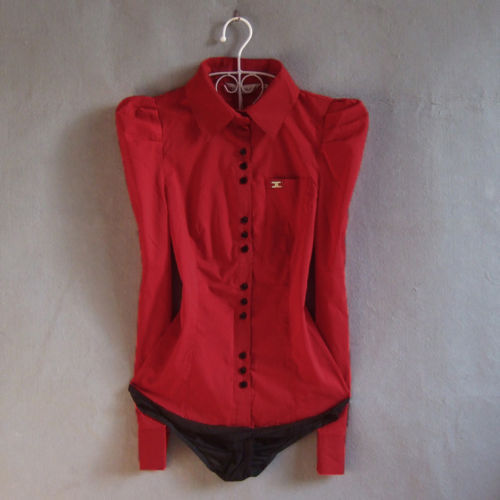 Fashion NiceNew Women's Elegant Long sleeve Cotton OL Bodysuit Shirt Blouse Button