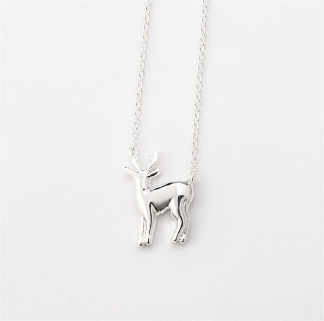30PCS- N059 Gold Silver Simple Antler Deer Necklace Reindeer Horn Stag Necklaces Cute Bambi Necklace Woodland Fawn Necklaces