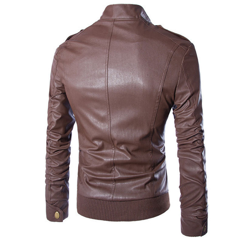 Whole New PU Leather Jacket Men Blouson Moto Cuir Mens Windproof Motorcycle Biker Jacket Jaqueta de Couro Veste Cuir Homme Y09866454