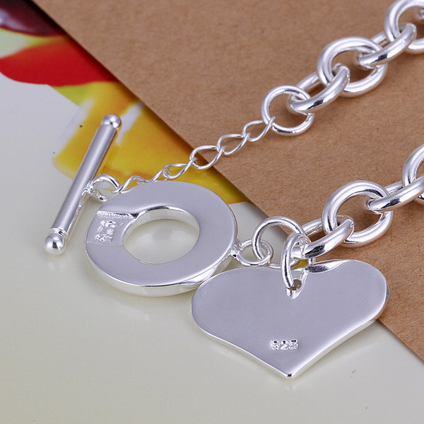 Hot sale best gift 925 silver Wan heart brand TO Bracelet DFMCH285, Brand new 925 sterling silver plated Chain link bracelets high grade