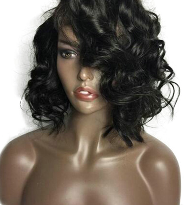 Transparent hd short bob wigs brazilian curly wave Lace Front human hair wig for black women 130% Density Pre Plucked natural hairline