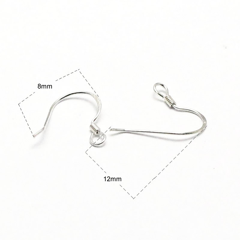 Beadsnice 925 Sterling Silver Ear Wires Earring Hooks Coil Earwire Earring Findings Supplies 12x8mm ID 25407