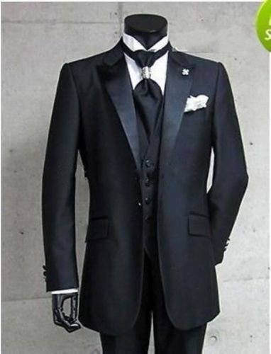 new custom design groom tuxedo peak lapel groom man fit and man evening dress fine workmanship, Black
new custom design groom tuxedo peak lapel groom man fit and man evening dress fine workmanship, Black