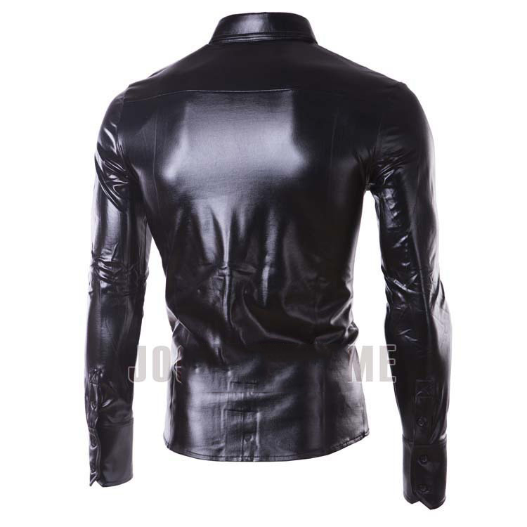 Wholesale-Fashion Nightclub Men Shirt Coating Metal Texture Design Chemise Homme Brand-clothing Shirts Men clothes M~3XL