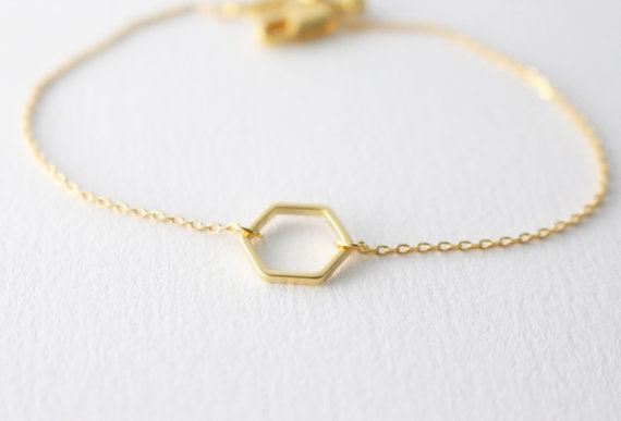 Gold Silver Simple Hollow Line Hexagon Bracelet Cut Out Open Sexangle Bracelets Geometric Jewelry for Women
