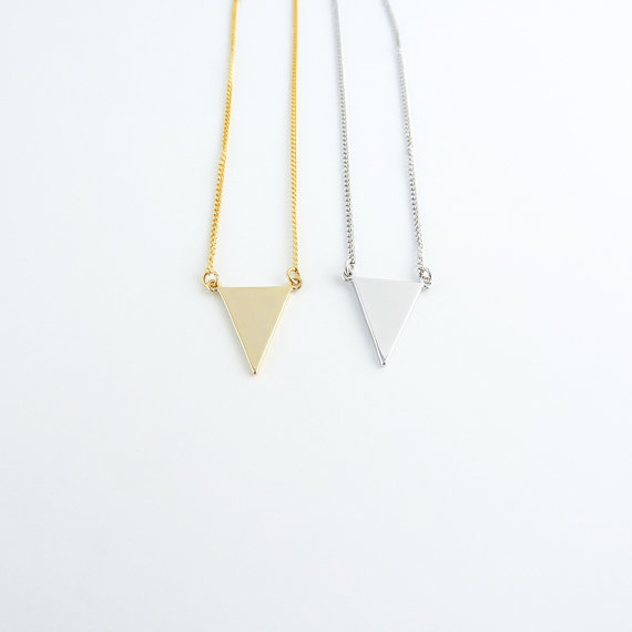 30PCS Gold Silver Bunting Necklace Simple Spike Arrow Necklace European Little Multiple Flags Necklace Triangles Necklaces