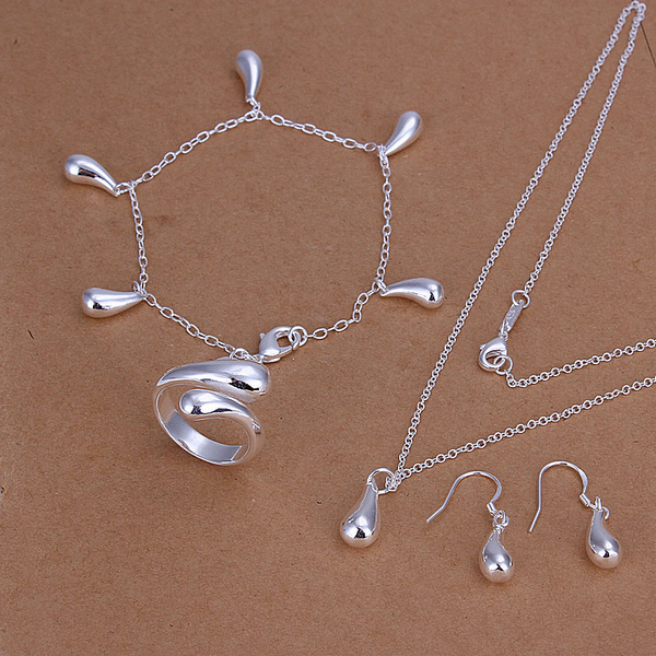 High grade 925 sterling silver Drops suit jewelry set DFMSS224 brand new Factory direct 925 silver necklace bracelet earring ring