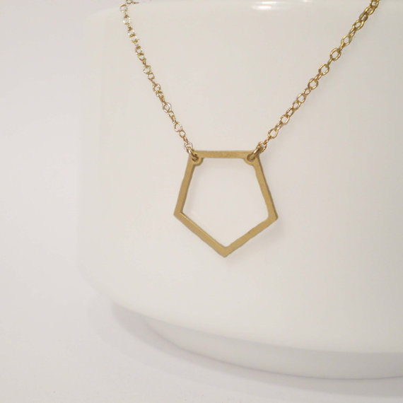 

30PCS- N096 Gold Silver Hollow Line Pentagon Necklace Cut Out Open Hexagon Necklace Simple Polygon Necklaces Geometric Jewelry