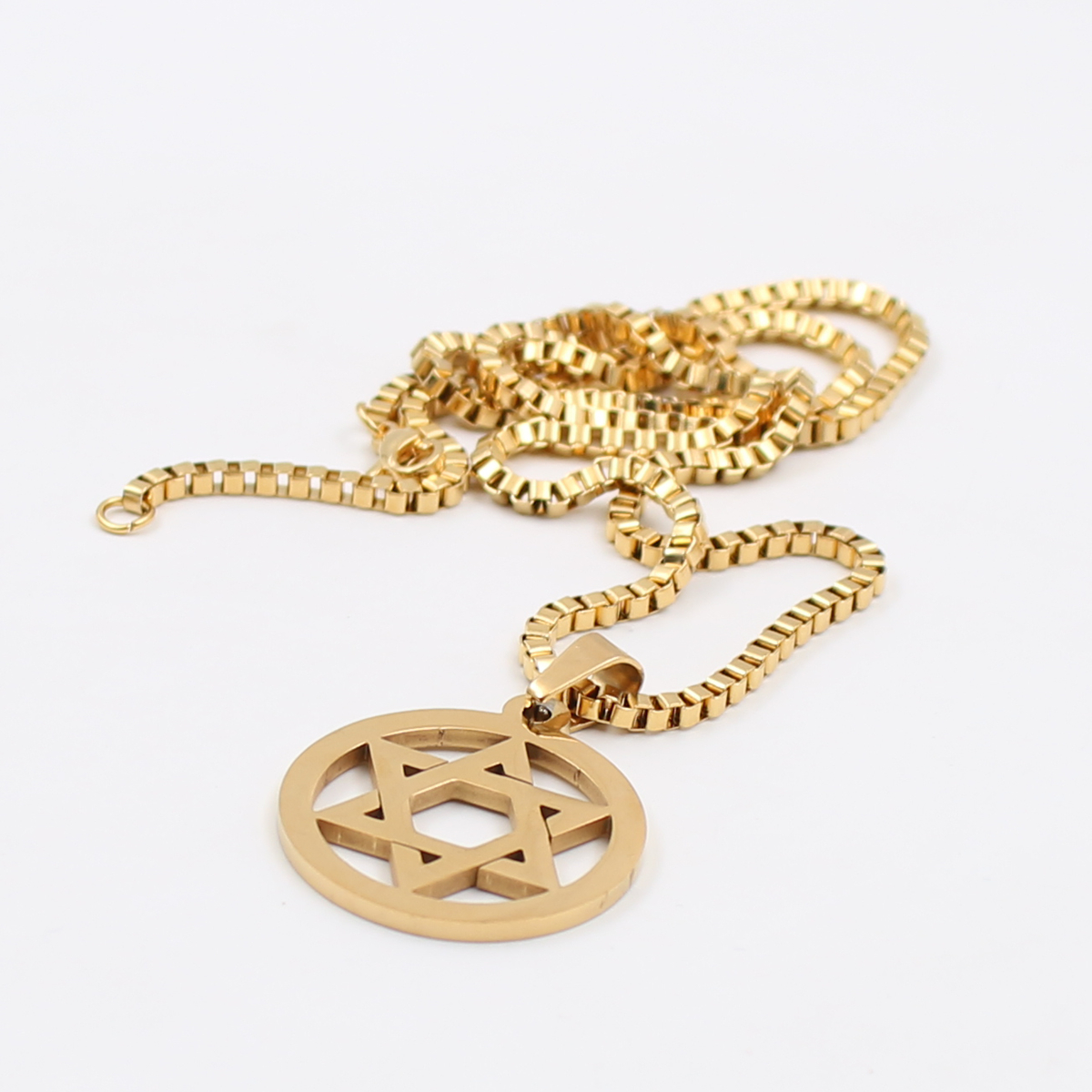 Silver gold black choose Men's ICP 316L Stainless Steel star of David design Pendant Fashion necklace 2.4mm 24 inch box chain