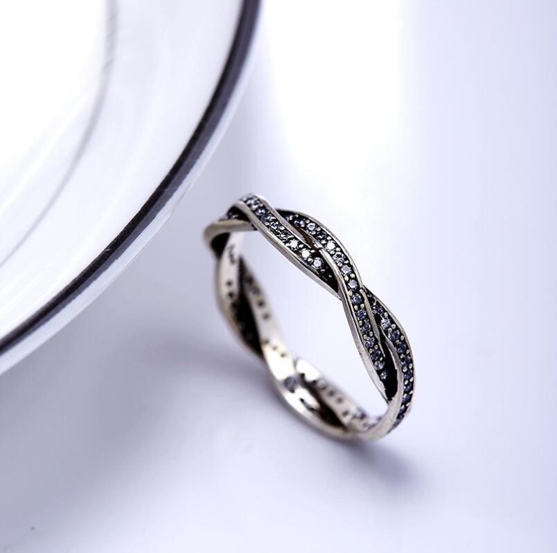 Victoria Wieck 925 Sterling Silver BRAIDED PAVE SILVER RING with Clear CZ Zirconia Authentic Twist Of Fate Stackable Twisted Ring Jewelry