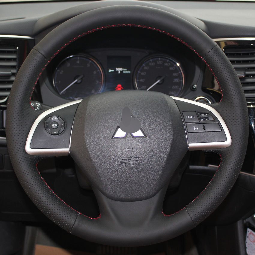 Steering wheel cover Case for Mitsubishi OUTLANDER Genuine leather DIY Hand-stitch Car styling cover Anti-slip