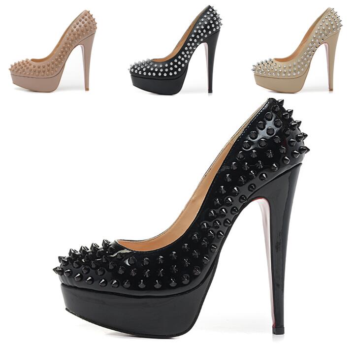 14cm Designer Sexy Ladies Spikes Studded Red Bottom Pumps High Heels Luxury Platform Black Genuine Leather Dress Wedding shoes for Womens, Color 1
14cm Designer Sexy Ladies Spikes Studded Red Bottom Pumps High Heels Luxury Platform Black Genuine Leather Dress Wedding shoes for Womens, Color 1