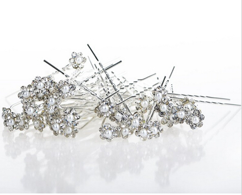 40PCS Wedding Accessories Bridal Pearl Hairpins Flower Crystal Rhinestone Hair Pins Clips Bridesmaid Women Hair Jewelry