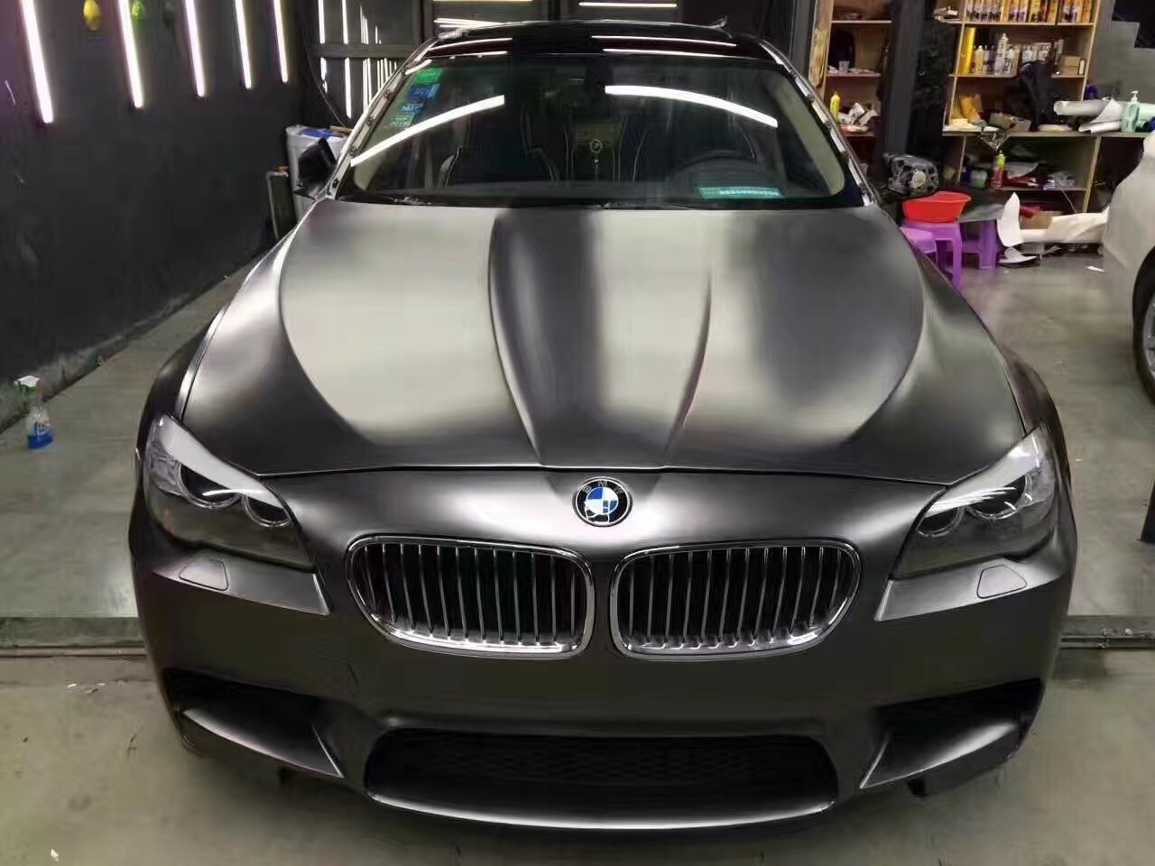 Anthracite Satin Metallic vinyl Wrap For Car wrap With Air bubble Free / air reelase Gunmetal metallic satin size 1.52x20m/Roll 4.98x66ft