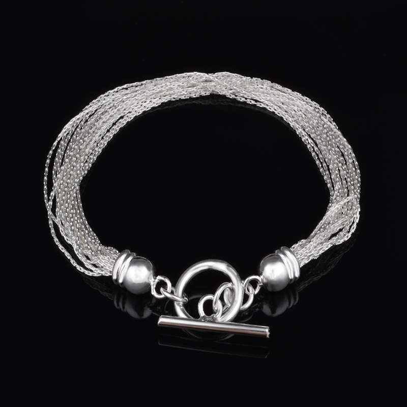 Free Shipping with tracking number Top Sale 925 Silver Bracelet Multi-line Bracelet Silver Jewelry 10Pcs/lot cheap 1576