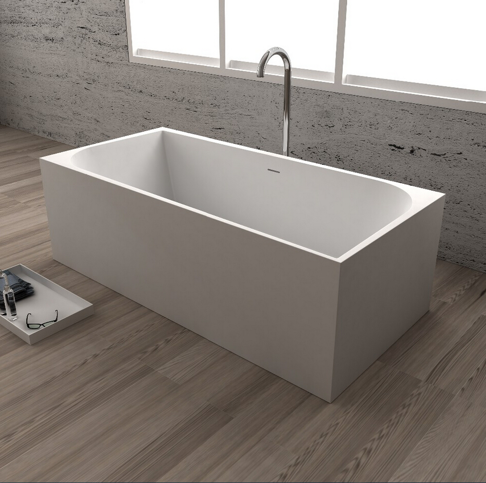 1700x750x580mm Cube Design Solid Surface Stone Bathtub Seamless Structure Freestanding Pure Acrylic TUB 65110