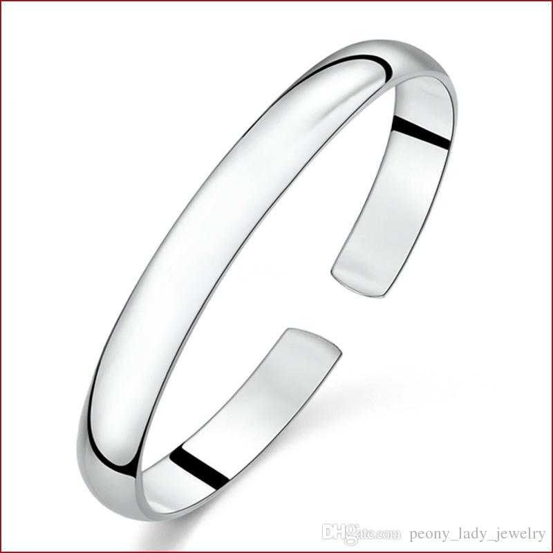 925 sterling silver items jewelry charm bracelets bangle bright mirror face open design adjustable fashion new, Black
925 sterling silver items jewelry charm bracelets bangle bright mirror face open design adjustable fashion new, Black