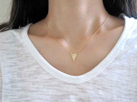 30PCS Gold Silver Bunting Necklace Simple Spike Arrow Necklace European Little Multiple Flags Necklace Triangles Necklaces
