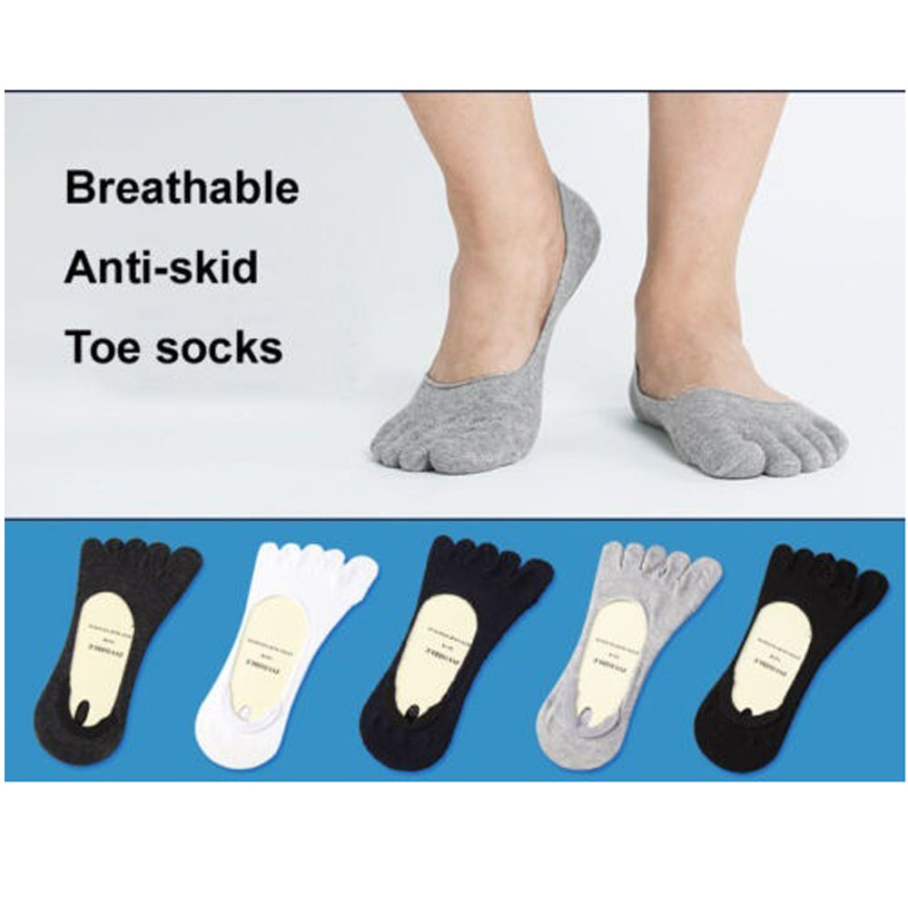 Wholesale- New 1 pair Fashion Cotton Men's Five Finger Socks Toe Socks Invisible Nonslip Ankle Breathable anti-skid Toe Socks
