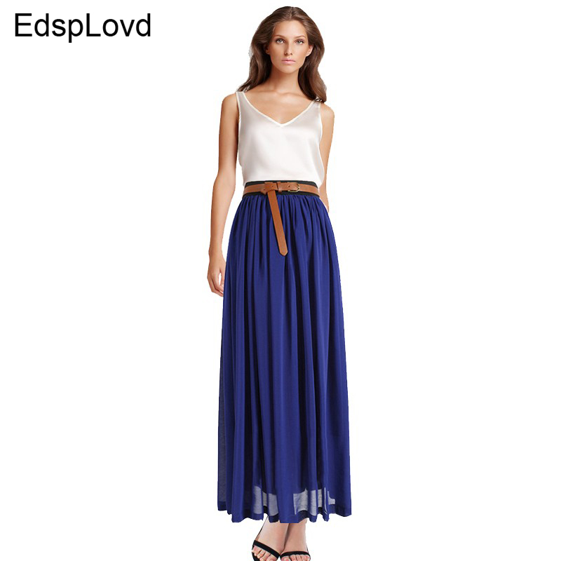 Wholesale- EdspLovd Slim Vintage Chiffon Maxi Skirt Pleated Elastic Waist long Style Spring Summer Autumn Fall Plus Size New XXXL AS-8E, 1 blakish green new
Wholesale- EdspLovd Slim Vintage Chiffon Maxi Skirt Pleated Elastic Waist long Style Spring Summer Autumn Fall Plus Size New XXXL AS-8E, 1 blakish green new