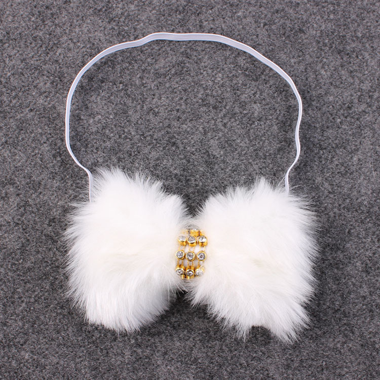 50pcs New Baby Rabbit Fur bow Headband for Infant Girl Hair Accessories Elegant FUR bows clip hair band Newborn Photography Prop YM6105