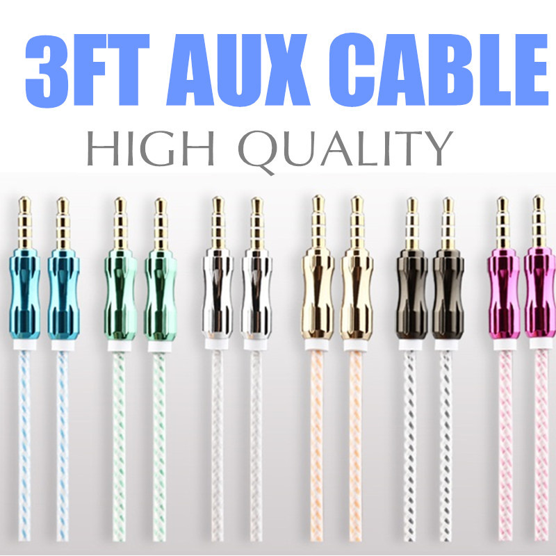 Luxury 3.5mm 1M 3FT Braided AUX Audio Cable Cucurbit Auxiliary Cable Male To Male Stereo Car Extension Audio Cable For MP3 Car Phone 4P