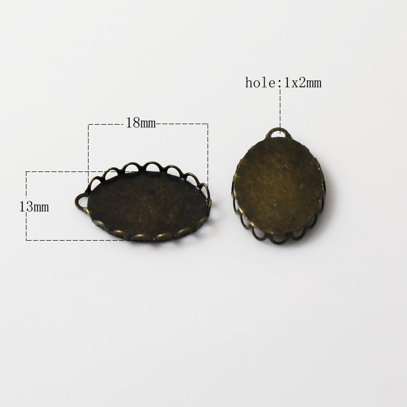 Beadsnice brass blank pendant trays fits 13x18mm oval pendant bezel trays for jewelry making ID 23953