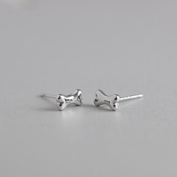 10Pair Gold Silver Small Tiny Bones Stud Earrings Cute Dog Bone Earrings Stud for Women Girls Simple Jewelry