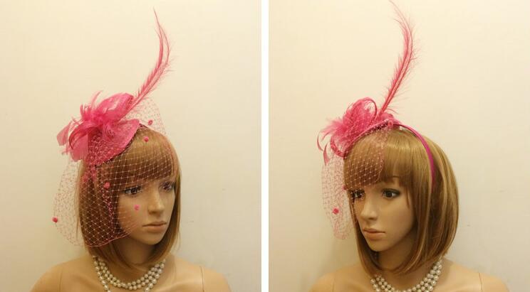 Ostrich hair color lady hat England ancient style hat female hat slap-up party hat bride headdress free shipping HT23
