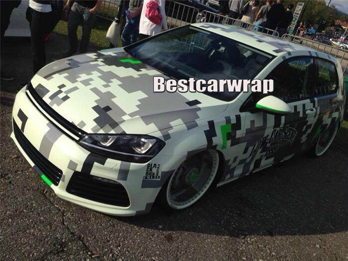 Pixel Camo Vinyl Car Wrap Film With Air Rlease DIY Arctic Snow Camouflage Car Sticker 1.52x30m/Roll 5x98ft