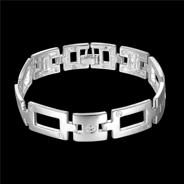 Hot sale gift 925 silver Hollow Wide Strap Bracelet-Men DFMCH343,Brand new fashion 925 sterling silver Chain link bracelets high grade