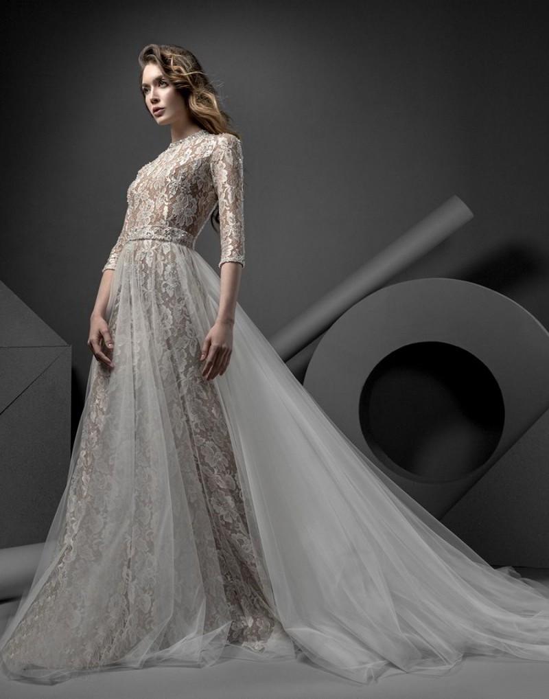 Ersa Atelier Vintage Wedding Dresses With Free Wedding Veils Full Lace Applique Beads Elegant Plus Size Wedding Gown One Layer Bridal Veil