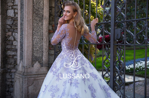 Charming Lavender Illusion Bodices A Line Wedding Dresses 2024 Sheer Neck Long Sleeves Lace Appliqued Beach Bridal Gowns Custom Made